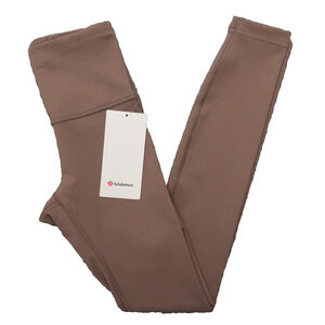 New Lululemon Size 0 Wunder Train Ribbed HR High Rise Tight 28" TPTC Taupetastic